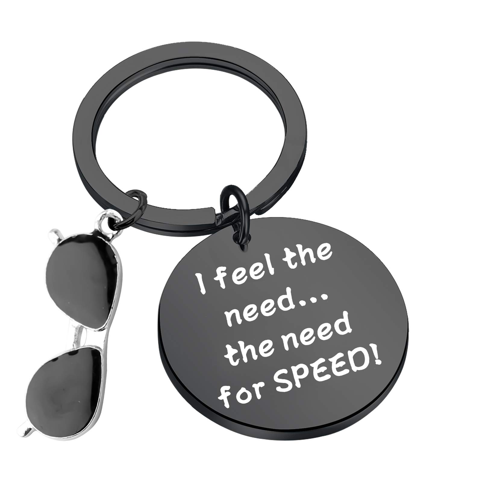 CENWA I Feel The Need The Need for Speed Aviator Glasses Charm Keychain Movie Gift for Fans（I Feel The black-K）