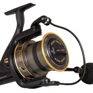 PENN Penn Battle Iii Longcast Spinning Reel - Full Metal Body, CNC Gear, HT-100 Carbon Brake, 5+1 Sealed Stainless Steel Bearing, Braided Line, Black Gold