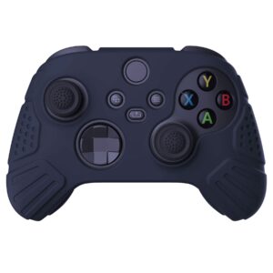 PlayVital Guardian Edition Midnight Blue Ergonomic Soft Anti-Slip Controller Silicone Case Cover, Rubber Protector Skins with Black Joystick Caps for Xbox Series S/X Controller