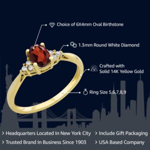 Gem Stone King 14K Yellow Gold Build Your Own Customized and Personalized Oval 6X4MM Gemstone Birthstone and White Diamond Engagement Ring For Women (Size 6)