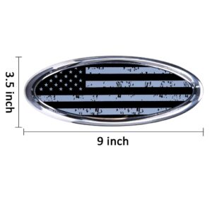 9 Inch Metal Replacement Emblem for Ford, American Flag Front Grille Emblem F150 Emblem Ford Tailgate Emblem Oval 9"X3.5" Fits for 04-14 F250 F350, 11-14 Edge, 11-16 Explorer, 06-11 Ranger (Grey)