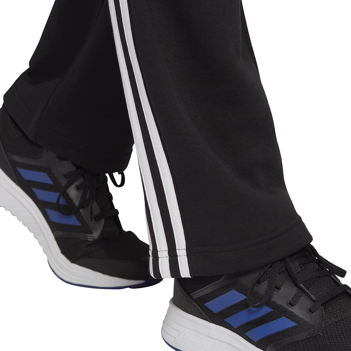 adidas Men's Essentials Fleece Open Hem 3-Stripes Pants, Black, Large/30 Inseam