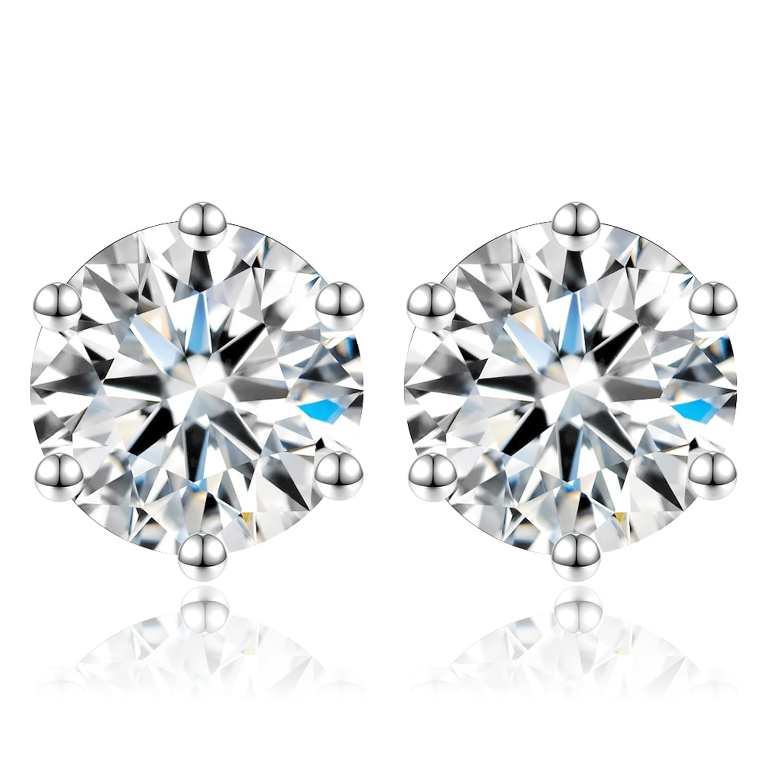 SecreTalk Moissanite Stud Earrings, 1ct C6P D Color Ideal Cut Lab Created Diamond 18K White Gold Plated Earrings for Women with Certificate of Authenticity