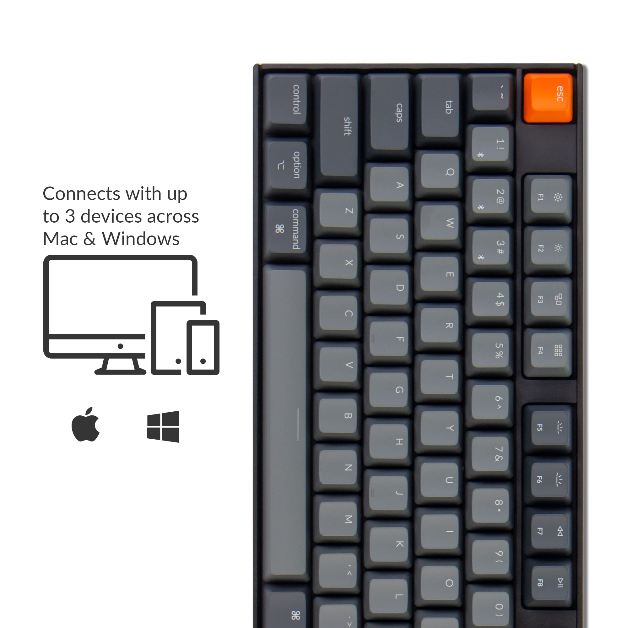 Keychron K10 Full Size Layout RGB Backlit Hot-Swappable Mechanical Gaming Keyboard for Mac Windows, Multitasking 104-Key Bluetooth Wireless/USB Wired Computer Keyboard with Gateron G Pro Red Switch