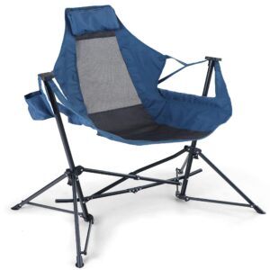 alpha camp hammock folding rocking chair with cup drink holder, high back, for outdoor,camping, lawn,backyard,picnic, steel,heavy duty portable oversized capacity-350lbs