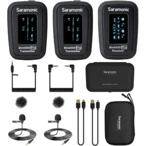 Saramonic Advanced 2.4 GHz 2-Person Wireless Clip-On Microphone System with Lavaliers for Cameras, Mobile Devices and More (Blink 500 Pro B2), Black,2X TX - TRS/TRRS, BLINK500PROB2