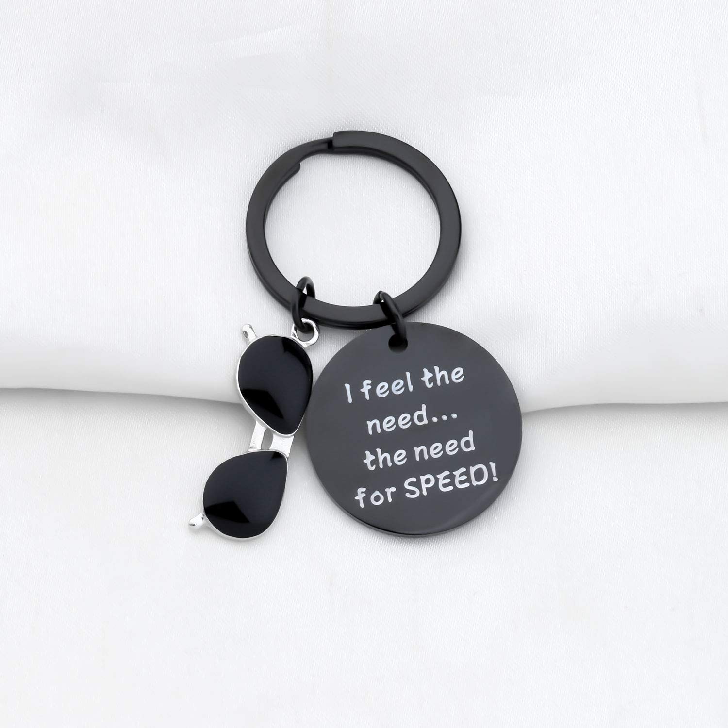 CENWA I Feel The Need The Need for Speed Aviator Glasses Charm Keychain Movie Gift for Fans（I Feel The black-K）