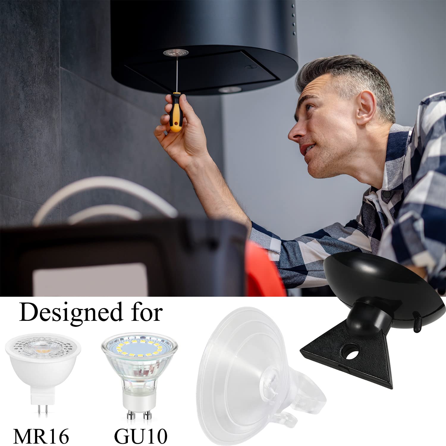 Light Bulb Changer Suction Cup Light Bulb Removal Tool 2 Size Bulb Remover MR16 GU10 Lamp Changer Head for Halogen Mini Track Lights and Range Hood(6PCS)