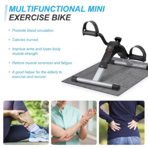 Uten Folding Pedal Exerciser, Under Desk Bike Pedal Exerciser, Mini Under Desk Exercise Bike Foot Hand Cycle Portable, Arm and Leg Exercise Peddler Machine with LCD Monitor, Leg Exercise Equipment