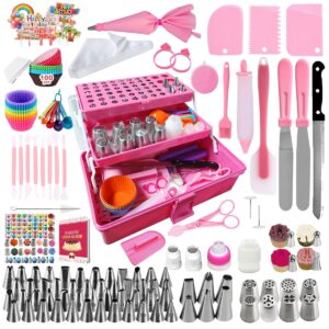 arnision 359pcs cake decorating baking supplies kit, baking set with 66 piping tips, icing bags and tips set for beginners,baking tools,cupcake decorating kit