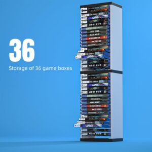 HEATFUN Storage Tower for PS5 Games, Storage Stand for PS5 PS4 Xbox One Games (for 36 Game Boxes)