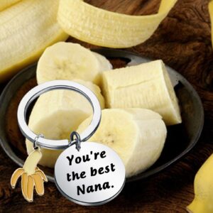 AKTAP Grandma Keychain You’re The Best Nana keyrings Banana Charm for Grandmother Gift from Granddaughter Grandson (Nana keyrings)