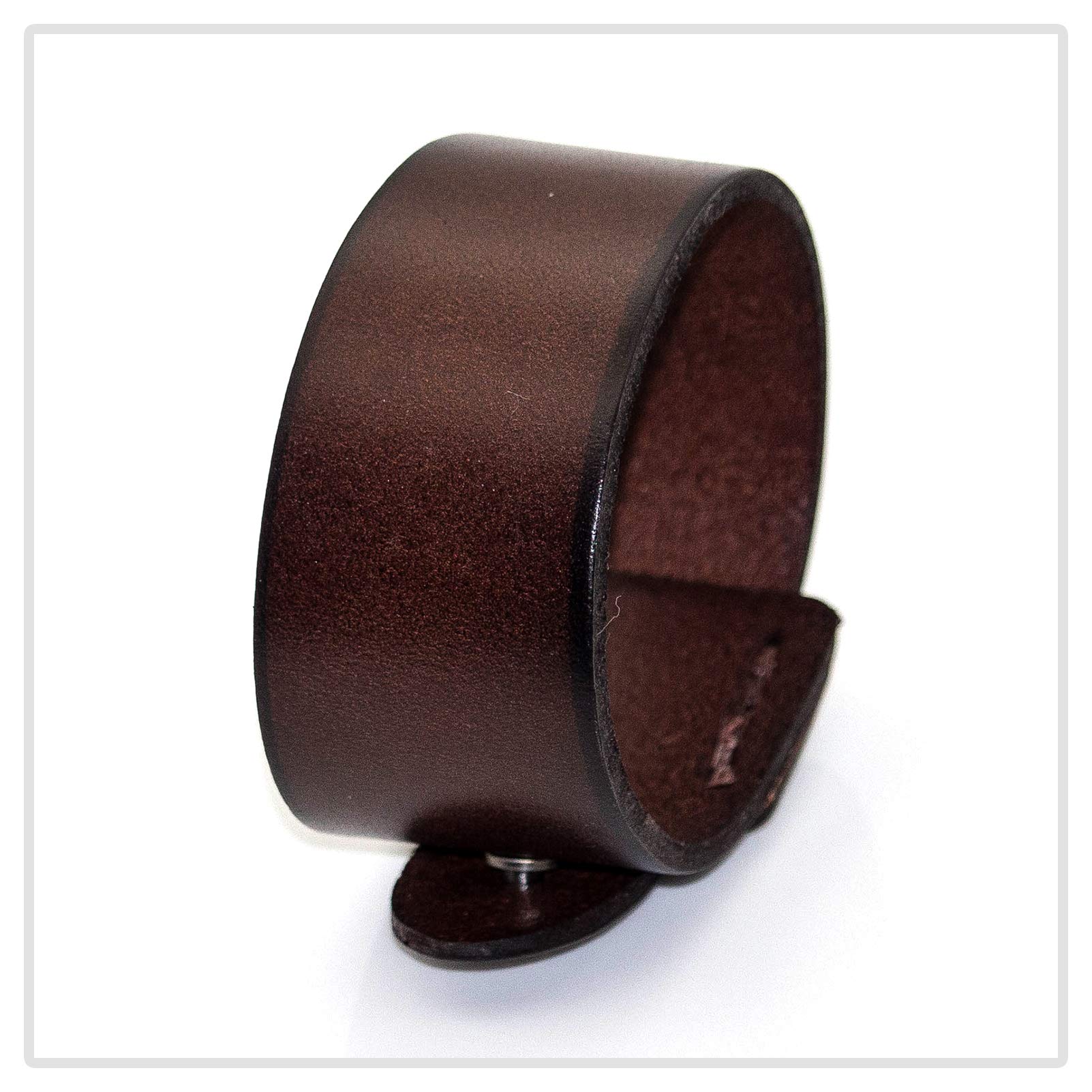 Mgutillart Punk Alloy Buckle Cuff Wristband Wide Leather Bracelet(Brown)