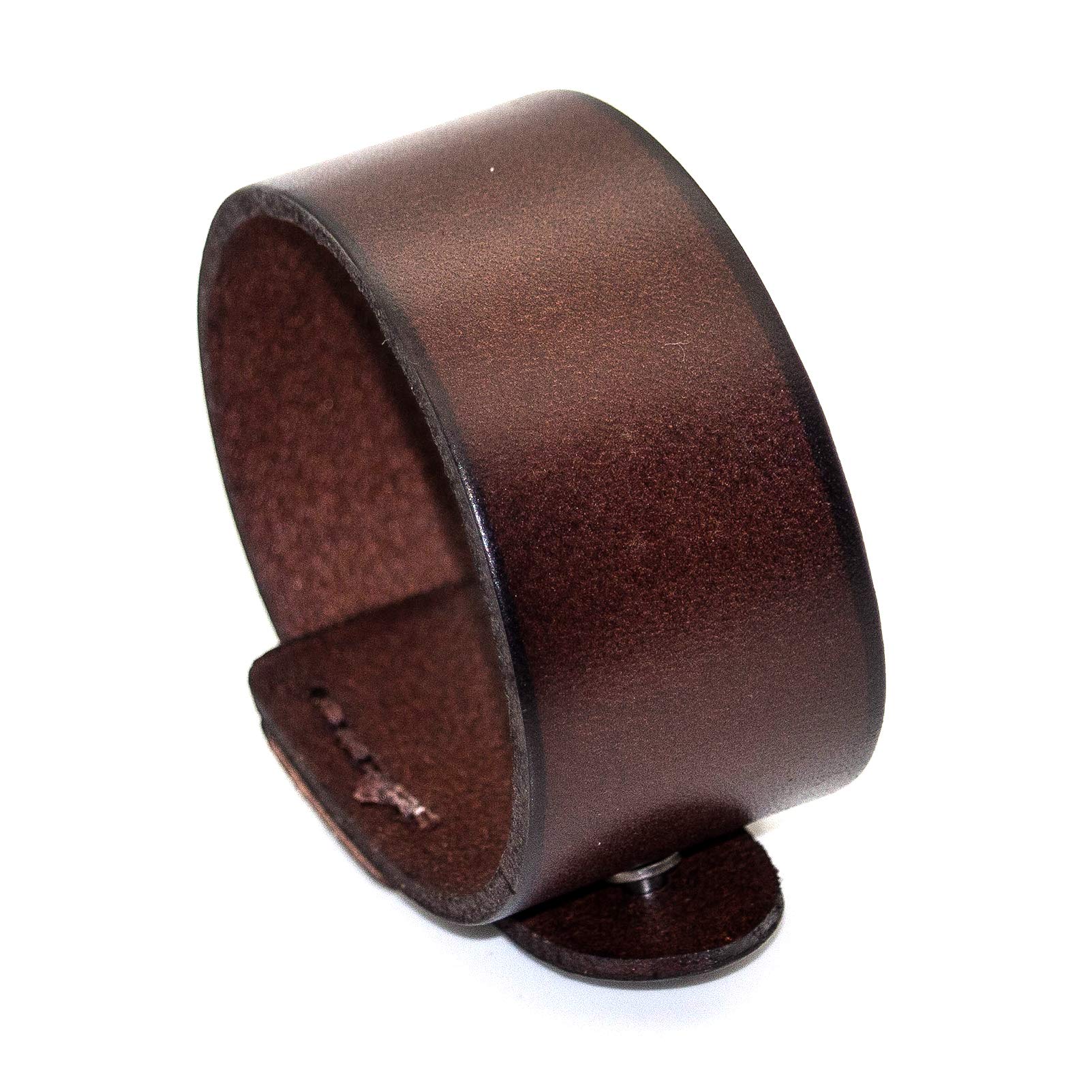 Mgutillart Punk Alloy Buckle Cuff Wristband Wide Leather Bracelet(Brown)