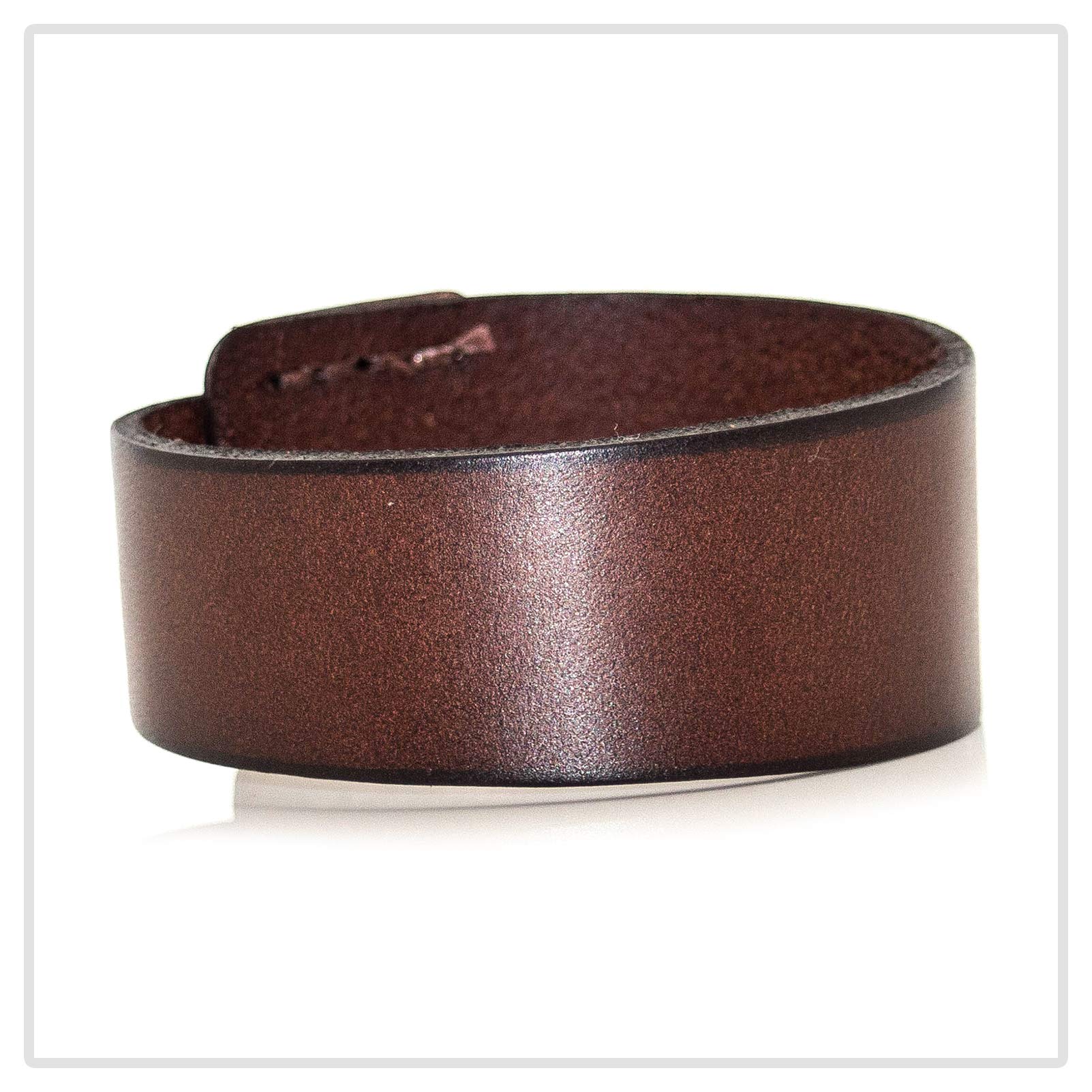 Mgutillart Punk Alloy Buckle Cuff Wristband Wide Leather Bracelet(Brown)