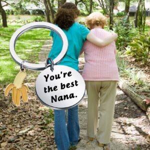 AKTAP Grandma Keychain You’re The Best Nana keyrings Banana Charm for Grandmother Gift from Granddaughter Grandson (Nana keyrings)