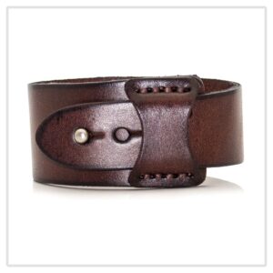 Mgutillart Punk Alloy Buckle Cuff Wristband Wide Leather Bracelet(Brown)