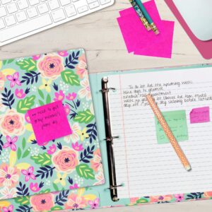 Steel Mill & Co Cute Large Spiral Notebook College Ruled, 11" x 9.5" with Durable Hardcover and 160 Lined Pages, Mint Floral