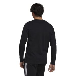 adidas Men's Essentials Long Sleeve Tee, Black/White/White, Large