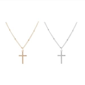 2pcs gold sliver dainty cross necklace simple delicate handmade boho personalized necklace gift