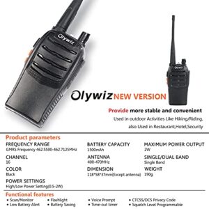 Olywiz Walkie Talkies for Adults, 16 Channels, Rechargeable, with Flashlight, Li-ion Battery, Charger, 4 Pack