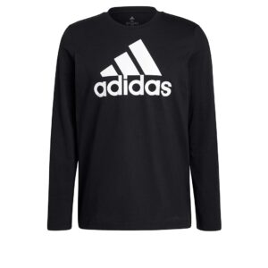 adidas Men's Essentials Long Sleeve Tee, Black/White/White, Large