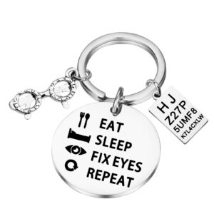 pliti ophthalmologist gift funny optometrist gifts ophthalmology gift for optometrist optic eye doctor specialist optometry student eat sleep fix eyes repeat keychain (eat sleep eyes)