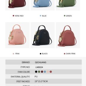 Q QICHUANG Women's Cute Mini Backpack PU Leather Crossbody Bag Fashion Small Purse Lightweight Travel Shoulder Bag Gift (green)