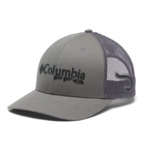 columbia unisex pfg mesh snap back ball cap, titanium/black/hook, one size