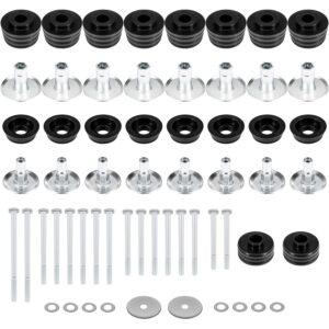 Black KF04060BK Body Mount Bushing Kit Fits for 2008-2016 Ford F250 F350 Super Duty 2WD 4WD Polyurethane Body Cab Mounts & Steel Sleeves & Hardware（60PCS）