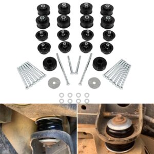 Black KF04060BK Body Mount Bushing Kit Fits for 2008-2016 Ford F250 F350 Super Duty 2WD 4WD Polyurethane Body Cab Mounts & Steel Sleeves & Hardware（60PCS）