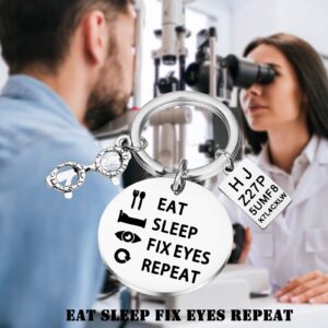 PLITI Ophthalmologist Gift Funny Optometrist Gifts Ophthalmology Gift For Optometrist Optic Eye Doctor Specialist Optometry Student Eat Sleep Fix Eyes Repeat Keychain (Eat Sleep Eyes)