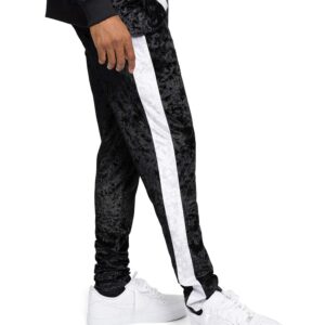 G-Style USA Men's Velvet Velour Tracksuit Set - Zipper Jacket and Sweatpants ST851 - Black - Large