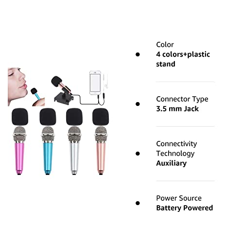 4Pcs Mini Microphone Mini Karaoke Microphone for Voice Recording, Portable Microphone Chatting and Singing Compatible with Smartphone iPhone, iPad, Laptop