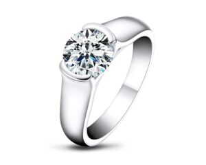 ainuoshi moissanite diamond rings for women- engagement promise eternity weeding solitaire round shaped ring band for her sterling silver