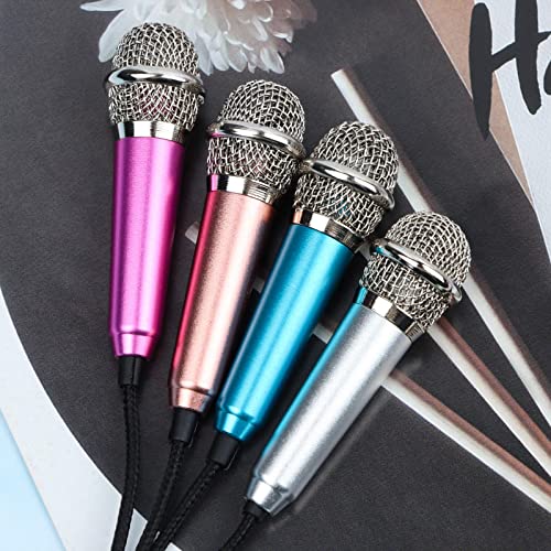 4Pcs Mini Microphone Mini Karaoke Microphone for Voice Recording, Portable Microphone Chatting and Singing Compatible with Smartphone iPhone, iPad, Laptop