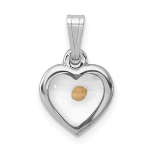 sterling silver rhodium-plated small heart with mustard seed pendant qqc7399