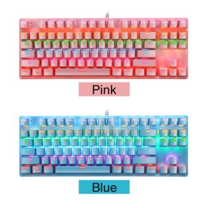 ZHANGLI 87 Keys Mechanical Keyboard, Colorful Backlit SUB Wired Gaming Keyboard for PC Typing, Typists, Gamers