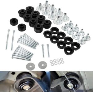 kf04060bk body mount bushing kit fit for ford 2008-2016 f250 f350 super duty 2wd 4wd steel sleeves & hardware & polyurethane body cab mounts (black)