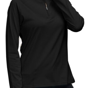 AjezMax Long Sleeve Zipper Shirts for Women Athletic Outdoor Running Tops Black L