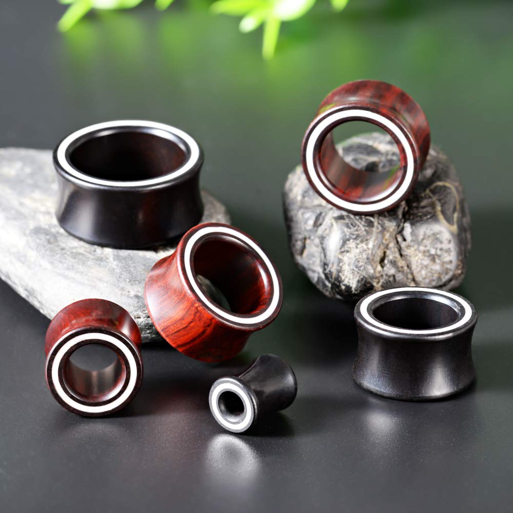 COOEAR 2 Pairs Wood Ear Gauges Eyelet Ear Tunnels Elegant Plugs Seashell Circle style Earrings Stretcher.