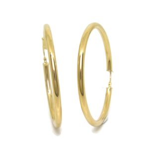 18k Yellow Gold Hoop Earrings, 3mm Wide by 4.5cm Outer Diameter, Weight: 3.75 Grams of 18k Gold