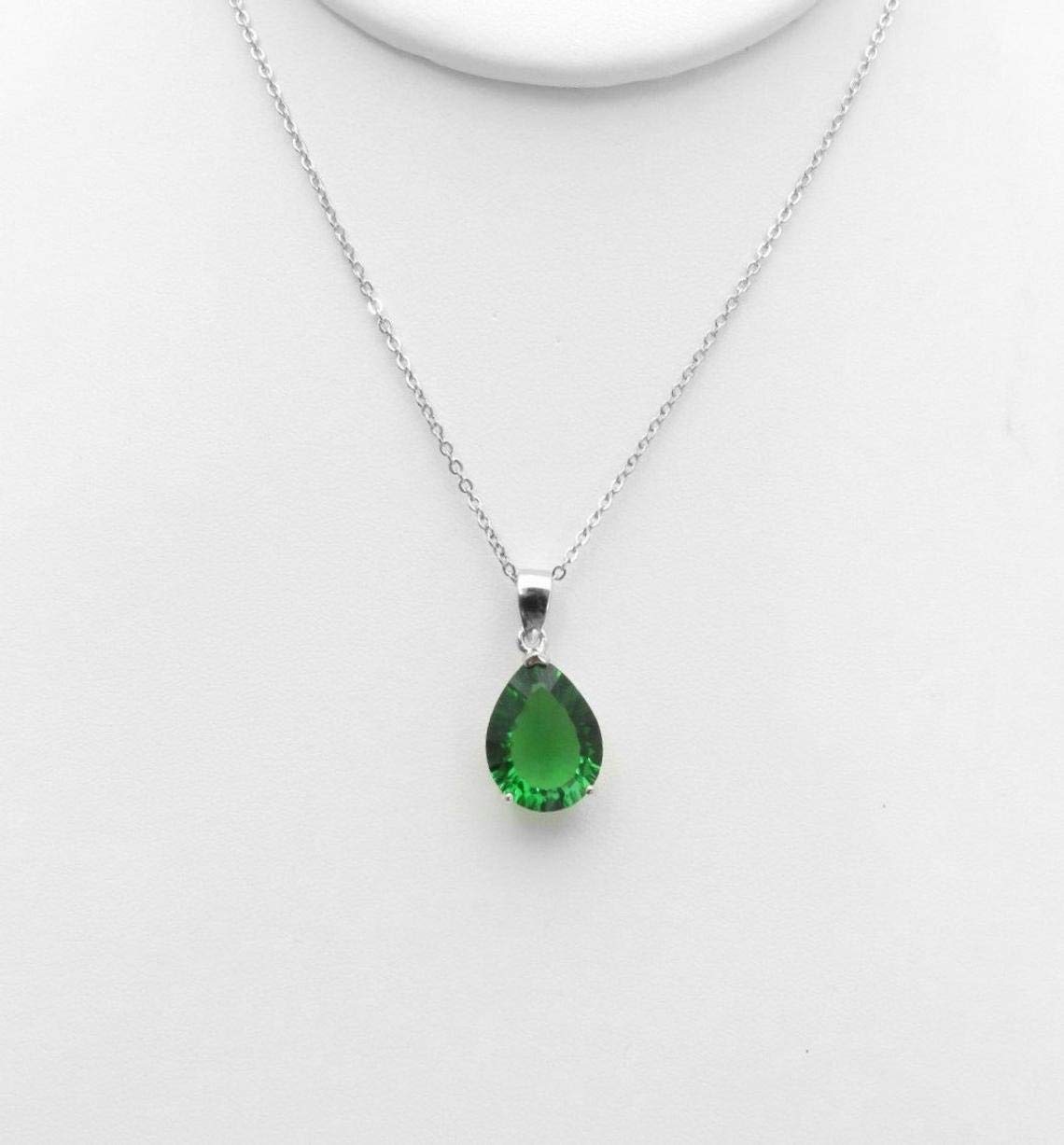 P61318 Classic Mt St Helens Green Helenite May Birthstone Sterling Silver Pendant