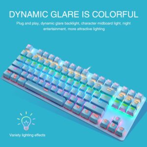 ZHANGLI 87 Keys Mechanical Keyboard, Colorful Backlit SUB Wired Gaming Keyboard for PC Typing, Typists, Gamers