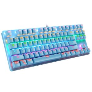 ZHANGLI 87 Keys Mechanical Keyboard, Colorful Backlit SUB Wired Gaming Keyboard for PC Typing, Typists, Gamers