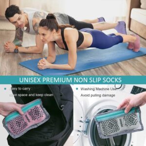 Hylaea Womens Non Slip Socks for Yoga Pilates Hospital Barre kickboxing, Grips on Bottom, Ankle,Cushion Padded, Small Medium