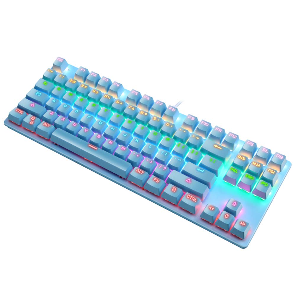 ZHANGLI 87 Keys Mechanical Keyboard, Colorful Backlit SUB Wired Gaming Keyboard for PC Typing, Typists, Gamers