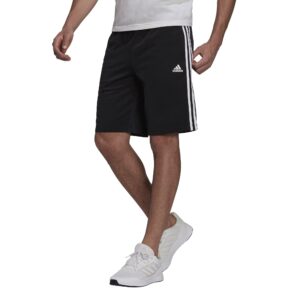 adidas men's warm-up tricot regular 3-stripes shorts, black/white, large