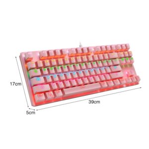 ZHANGLI 87 Keys Mechanical Keyboard, Colorful Backlit SUB Wired Gaming Keyboard for PC Typing, Typists, Gamers