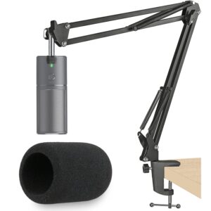 Razer Seiren X Mic Boom Arm with Pop Filter, Suspension Boom Scissor Arm Stand with Foam Windscreen Cover for Razer Seiren X USB Streaming Microphone by SUNMON